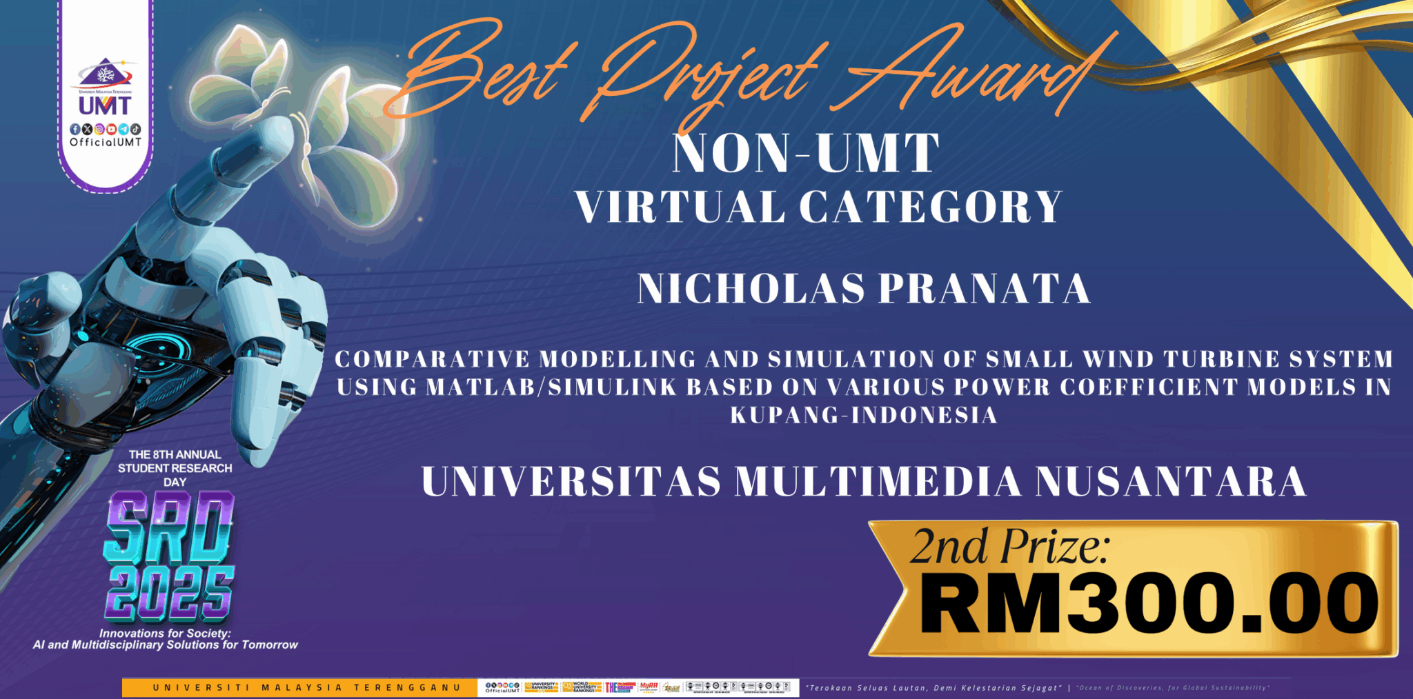 Mahasiswa Teknik Fisika UMN Raih Juara 2 di The 8th Annual Student Research Day, Universiti Malaysia Terengganu